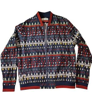 Denim & Flower Ricky Singh NWT Zip Up light‎ bomber jacket Christmas  Sz S